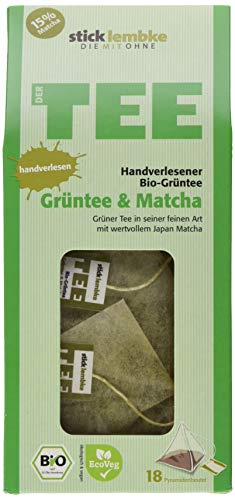 stick lembke | Pyramidenbeutel | Naturbelassener BIO Grüner Tee | Grüner Tee & Matcha | 6er Pack (6 x 36g) von Stick & Lembke