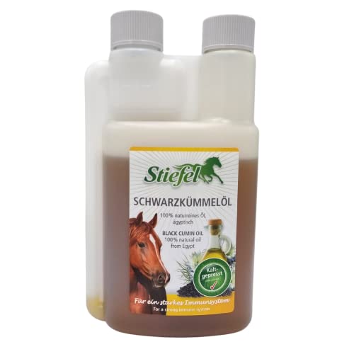 Stiefel Schwarzkümmelöl für Pferde, 100% naturreines Öl, kaltgepresst, zur Unterstützung für Haut, Fell, Atemwege, Immunsystem & Verdauung, Dosierflasche, 250 ml Stiefel Schwarzkümmelöl für Pferde, 100% naturreines Öl, kaltgepresst, zur Unterstützung für Haut, Fell, Atemwege, Immunsystem & Verdauung, Dosierflasche, 250 ml von Stiefel