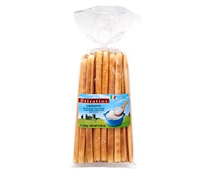 Grissini - Knusprige Brotgebäckstangen mit Meersalz bestreut im 250g Beutel von Stiratini von Stiratini