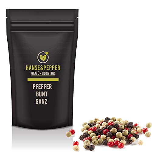 1kg Bunter Pfeffer ganz Gewürzmischung in Spitzenqualität - Aromatischer Schwarzer Weißer Rosa und Grüner Pfeffer 1kg Bunter Pfeffer ganz Gewürzmischung in Spitzenqualität - Aromatischer Schwarzer Weißer Rosa und Grüner Pfeffer von Hanse&Pepper Gewürzkontor