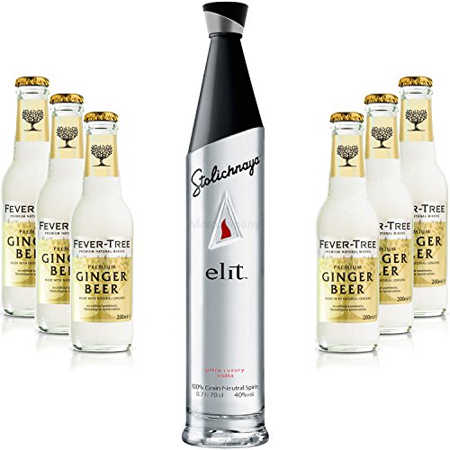 Moscow Mule Set - Stolichnaya Elit Vodka 0,7l 700ml (40% Vol) + 6x Fever Tree Ginger Beer 200ml - Inkl. Pfand MEHRWEG von Stolichnaya-Stolichnaya