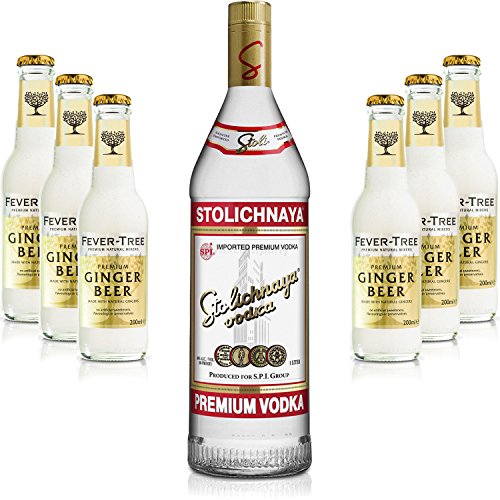 Moscow Mule Set - Stolichnaya Vodka 1L (40% Vol) + 6x Fever Tree Ginger Beer 200ml - Inkl. Pfand MEHRWEG von Stolichnaya-Stolichnaya