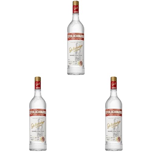 Stolichnaya Vodka 40% vol. (1 x 1,0l) | Premium-Vodka mit kristallklarer Reinheit (Packung mit 3) von Stolichnaya