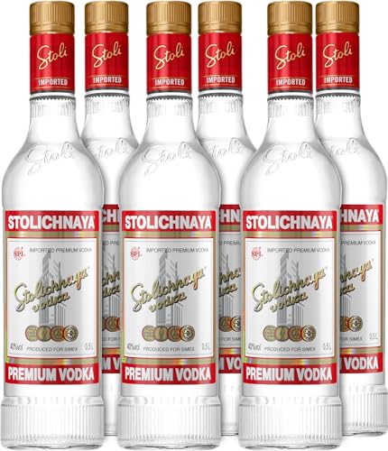 Stolichnaya Vodka 6 x 0,5 L I Premium Vodka I 40% vol. von Stolichnaya