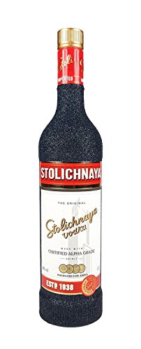 Stolichnaya Vodka 0,7l 700ml (40% Vol) - Bling Bling Glitzerflasche in schwarz -[Enthält Sulfite] von Stolichnaya