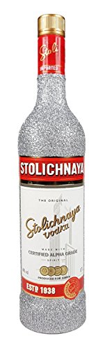 Stolichnaya Vodka 0,7l 700ml (40% Vol) - Bling Bling Glitzerflasche in silber -[Enthält Sulfite] von Stolichnaya