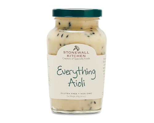 Stonewall Kitchen Everything Aioli, 283g Glas – Geschmackvolle Aioli mit schwarzem Sesam und Zwiebeln, Ideal für Sandwiches von Stonewall Kitchen