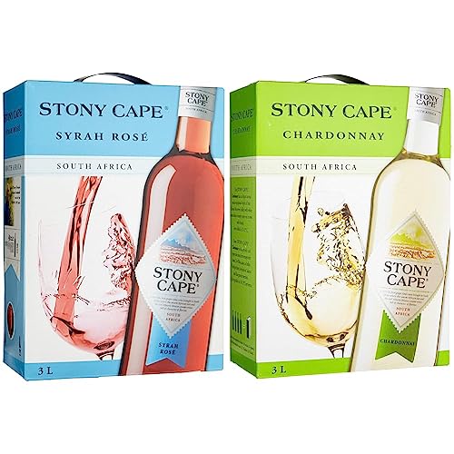 Stony Cape Syrah Rosé Südafrika Syrah Rosewein, 3l (1er Pack) & Chardonnay Südafrika trocken Bag-in-Box (1 x 3 l) | 3 l (1er Pack) von Stony Cape