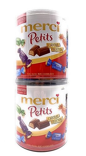 Storck Merci Petits Chocolate Collection I 2 x 1000g I Runddosen I Mix aus einzeln verpackten Schokoladen-Spezialitäten I Feinste Pralinen I 2kg Großpackung von Storck