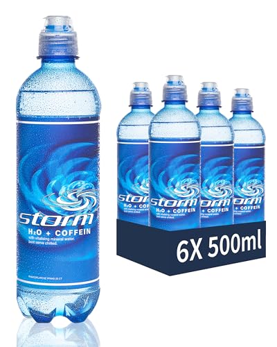 STORM® Koffein Wasser 6x 500ml [OHNE ZUCKER & KALORIEN] - inkl. 1,5€ Pfand - die gesunde Energy Drink & Kaffee-Alternative - Mineralwasser Erfrischungsgetränk bei Müdigkeit 6 Pack von Storm