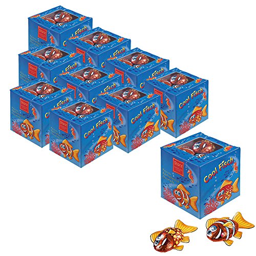 10er SET Geschenkwürfel Aquarium 62,5 g / Schokolade Fische / Schokofische Box von Storz Chocolade