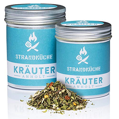 Strandküche Anholt Kräuter-Mischung 20 g I Vielseitiger Bio Kräuter und Gewürze Mix mit Oregano Rosmarin Salbei Majoran Pfeffer uvm I Universal Gewürz Kräuter für Pizza Pasta Salate usw von Strandküche