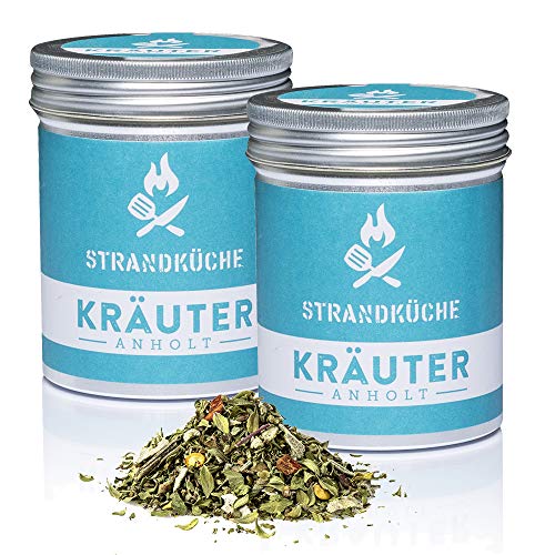 Strandküche Anholt Kräuter-Mischung 2x20 g I Vielseitiger Bio Kräuter und Gewürze Mix mit Oregano Rosmarin Salbei Majoran Pfeffer uvm I Universal Gewürz Kräuter für Pizza Pasta Salate usw von Strandküche