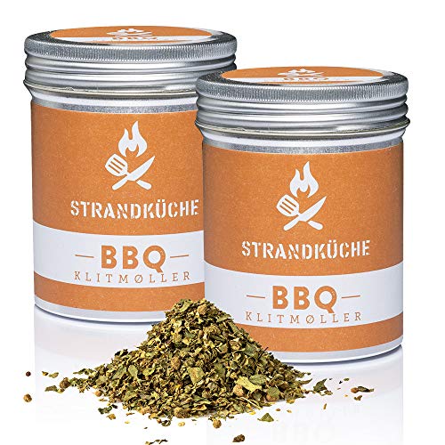 Strandküche Klitmøller BBQ Gewürzmischung 2x30 g I Würzige BBQ Marinade Grillgewürz mit Koriander Majoran Muskat Paprika Knoblauch uvm I Grill Würzmischung Barbecue Rub für Fleisch und Gemüse von Strandküche