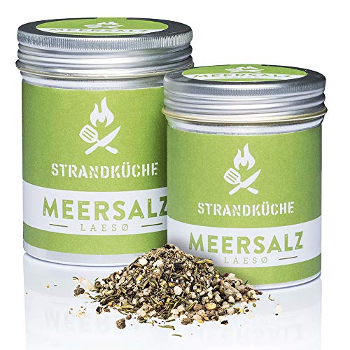 Strandküche Laesø Meersalz Gewürzmischung 60 g I Bio Kräutersalz Meersalz grob & fein mit Thymian Rohrzucker Pfeffer I Vielseitiges Bio Gewürzsalz ohne Zusätze für einen harmonischen Geschmack von Strandküche