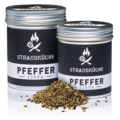 Strandküche Lista Pfeffer Gewürzmischung 45 g I Feurig-fruchtige Bio Gewürze Komposition mit Tellicherry Pfeffer Schwarz Weiß Grün Wacholderbeeren Senf Zitronenmyrte I Bio Pfeffer Mix geschrotet Strandküche Lista Pfeffer Gewürzmischung 45 g I Feurig-fruchtige Bio Gewürze Komposition mit Tellicherry Pfeffer Schwarz Weiß Grün Wacholderbeeren Senf Zitronenmyrte I Bio Pfeffer Mix geschrotet von Strandküche