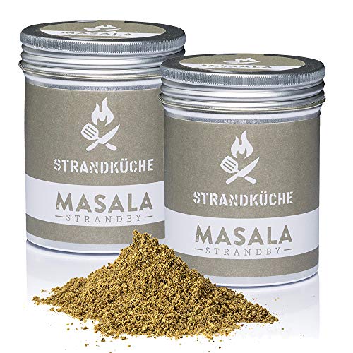 Strandküche Strandby Masala 2x45 g I Indische Gewürzmischung Bio Masala Pulver mit Koriander Kümmel Pfeffer Nelken Zimt Kardamom Zitrone Lorbeer I Asiatische Gewürze für Geflügel Wok-Gerichte Reis von Strandküche