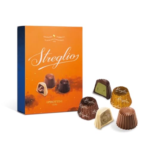 Streglio | Geschenkbox mit verschiedenen Pralinen | Weiße Schokoladenpralinen mit Kaffee, dunkler Pistazienschokolade, Milch und Orange - 100 Gr Streglio | Geschenkbox mit verschiedenen Pralinen | Weiße Schokoladenpralinen mit Kaffee, dunkler Pistazienschokolade, Milch und Orange - 100 Gr von Streglio