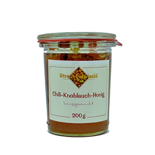 Streuobstwiesle Chili Knoblauch Honig - 200 g Naturreine handgefertigte Honigspezialität aus Deutschland zum Marinieren von Grillfleisch, Geflügel, zum Überbacken von Käse oder zum Aufschlagen feiner Salatsaucen Streuobstwiesle Chili Knoblauch Honig - 200 g Naturreine handgefertigte Honigspezialität aus Deutschland zum Marinieren von Grillfleisch, Geflügel, zum Überbacken von Käse oder zum Aufschlagen feiner Salatsaucen von Streuobstwiesle