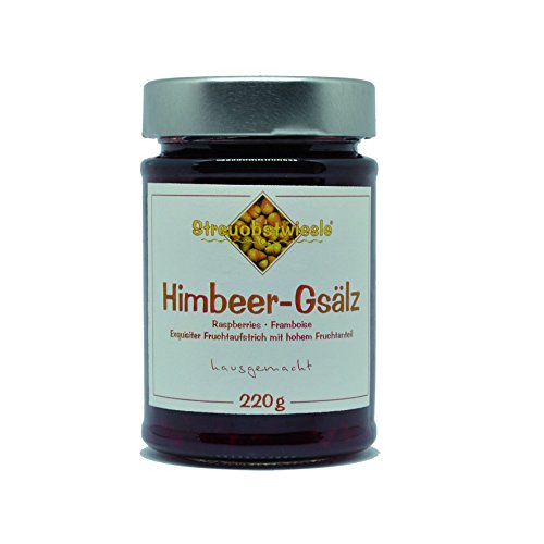 Streuobstwiesle Himbeer Gsälz - 220 g -Exquisiter Himbeer Fruchtaufstrich - Marmelade, Konfitüre - mit hohem Fruchtanteil von Streuobstwiesle