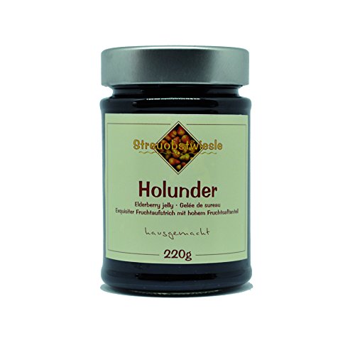 Streuobstwiesle Holunder - 220 g Exquisiter Holunder Fruchtaufstrich - Gelee - mit hohem natürlichem Fruchtsaftanteil von Streuobstwiesle