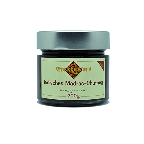 Streuobstwiesle Indisches Madras Chutney - 200 g - Herzhafte, handgerührte, aromatische Sauce aus Deutschland zum Grillen, zum Fondue, zum Raclette, zum Kase, zum Reis. von Streuobstwiesle