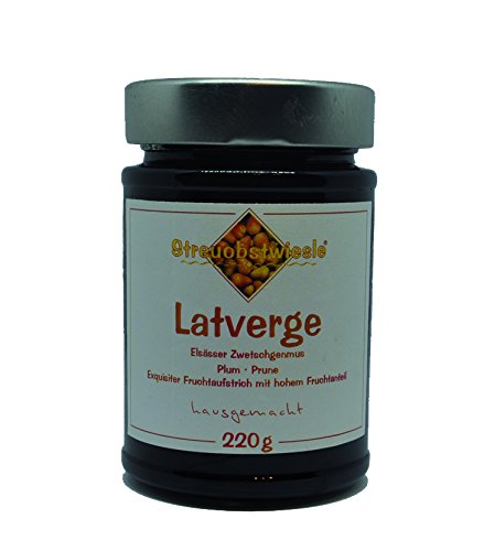 Streuobstwiesle Latverge 220 g - Exquisiter Zwetschgen Fruchtaufstrich - Marmelade, Konfitüre - mit hohem Fruchtanteil von Streuobstwiesle