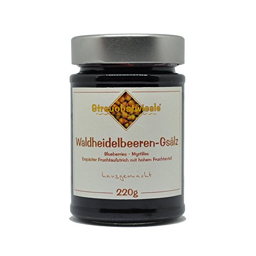 Streuobstwiesle Waldheidelbeeren Gsälz - 220 g - Exquisiter Waldheidelbeeren Fruchtaufstrich - Marmelade, Konfitüre - mit hohem Fruchtanteil von Streuobstwiesle