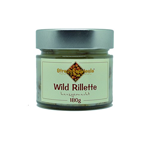 Streuobstwiesle Wild Rillette - 180 g - Exquisites Wildrillette mit echtem Wild aus heimischer Jagd nach traditioneller, französischer Art hergestellt von Streuobstwiesle