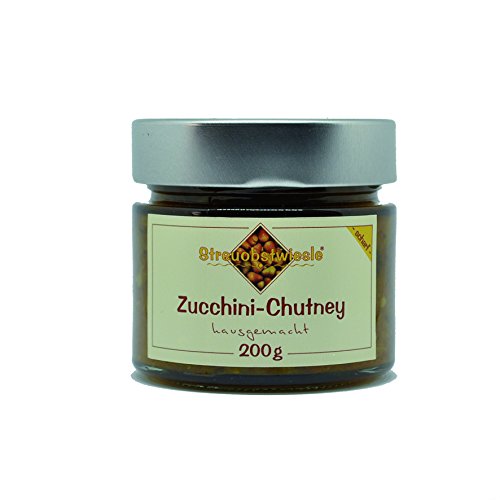 Streuobstwiesle Zucchini Chutney - 200 g - Herzhafte, handgerührte, aromatische Sauce aus Deutschland zum Grillen, zum Fondue, zum Raclette, zum Kase, zum Reis. von Streuobstwiesle