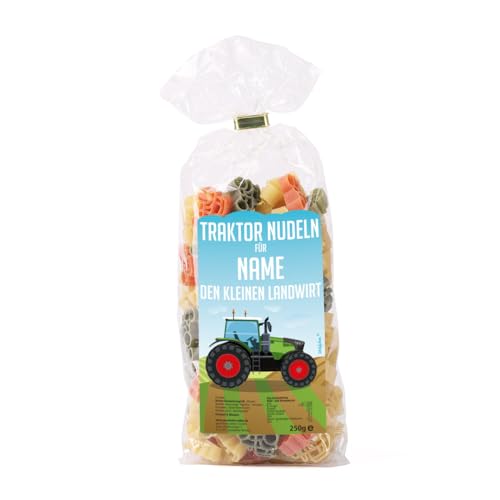 Striefchen® Traktor-Nudeln mit personalisiertem Etikett für junge Landwirtschaftsfans und angehende Traktorfahrer von Striefchen
