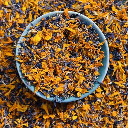 Essbare blaue Kornblume und orangefarbene Ringelblume getrocknete Blütenblattmischung - 50g - Lebensmittelqualität - Kulinarisch - Kuchen - Backen - Dekoration (268) von Stripey Finds