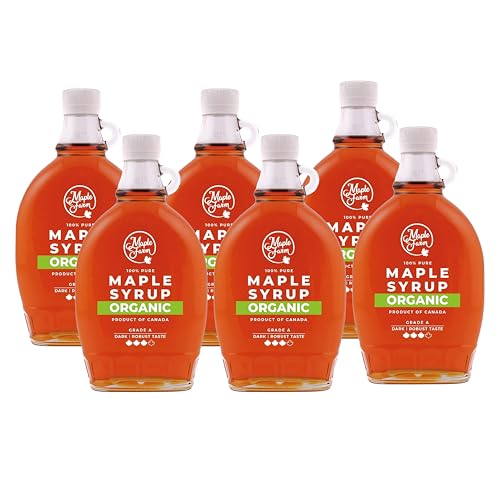 MAPLE MOON AHORNSIRUP 6x 250ml Meplat-Glasflasche | pure canadian maple syrop grade A | dunkel | kräftig | aus dem reinen Ahornsaft von robusten kanadischen Ahornbäumen von Sucelos