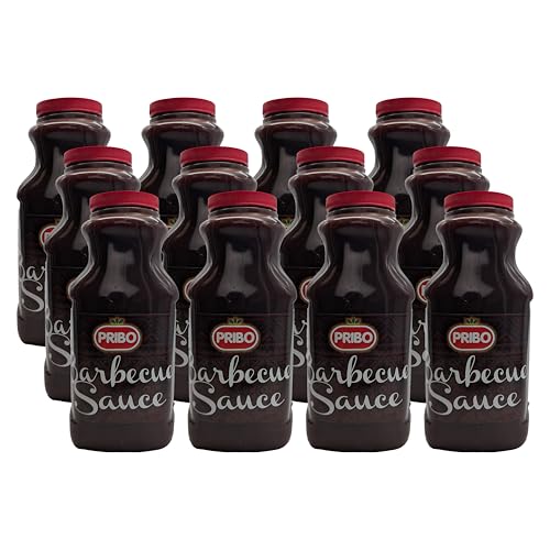 PRIBO BARBECUE BBQ-Sauce-Soße 12x 2400ml | Tex-Mex kräftige Grill-Sauce | handliche Plastikflasche | einfache Dosierung Lagerung | für Spareribs Pulled Pork Bratwurst Lachs von Sucelos