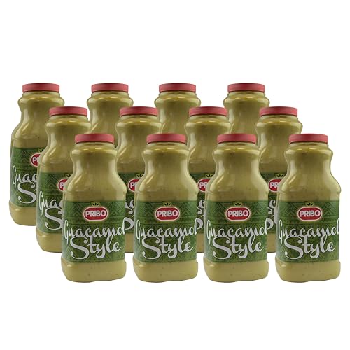 PRIBO GUACAMOLE STYLE Sauce-Soße 12x 2400ml | Tex-Mex Sauce | handliche Plastikflasche | einfache Dosierung Lagerung | cremige Avocadosauce | für Bohnen-Gerichte wie Chili-con-Carne von Sucelos