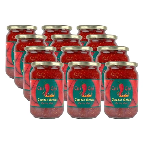 CHI-CHI SAMBAL OELEK 12x 720ml | Chili Paste | Würzpaste feurig | extra scharf | extra hot | aus roten Pfefferschoten - Pfefferonen | für asiatische Fleisch-und Geflügelgerichte von Sucelos