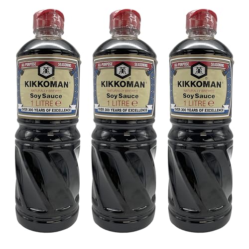 KIKKOMAN SOJA SAUCE 3x 1L Plastikflasche | Soja-Soße | soy sauce | aus 4 natürlichen Zutaten | authentisch japanisch von Sucelos