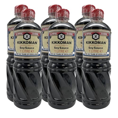 KIKKOMAN SOJA SAUCE 6x 1L Plastikflasche | Soja-Soße | soy sauce | aus 4 natürlichen Zutaten | authentisch japanisch von Sucelos