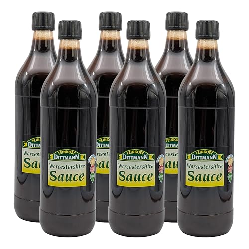 FEINKOST DITTMAN WORCESTERSHIRE SAUCE 6x 1L PET-Flasche | salsa perrins | salsa inglesa | natürliche Zutaten | Soja-Sauce Alternative von Sucelos