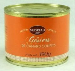 Gésiers de Canard Confits, Entenmagen-Confit aus Frankreich, Entenmägen in Entenfett, 190g von Sudreau