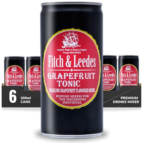 Fitch & Leedes Pink Grapefruit Tonic Water (4x200ml) aus Südafrika / Toller Begleiter zum Gin [würzig, spritzig, elegant] (Einweg Dosen Preis incl. 1,00 € / 4 x 0,25€ DPG Einwegpfand) von Fitch & Leedes