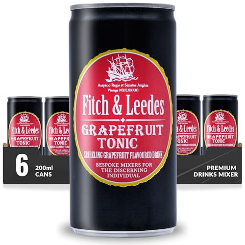 Fitch & Leedes Pink Grapefruit Tonic Water (4x200ml) aus Südafrika / Toller Begleiter zum Gin [würzig, spritzig, elegant] (Einweg Dosen Preis incl. 1,00 € / 4 x 0,25€ DPG Einwegpfand) von Südafrika Genuss