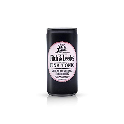 Fitch & Leedes Pink Tonic Water Gurke und Rose (24x200ml) aus Südafrika / Toller Begleiter zum Gin [würzig, spritzig, elegant] (Einweg Dosen Preis incl. 6,00 € / 24 x 0,25€ DPG Einwegpfand) von Inverroche