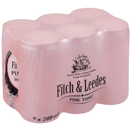 Fitch & Leedes Pink Tonic Water Gurke und Rose (4x200ml) aus Südafrika / Toller Begleiter zum Gin [würzig, spritzig, elegant] (Einweg Dosen Preis incl. 1,00 € / 4 x 0,25€ DPG Einwegpfand) von Südafrika Genuss