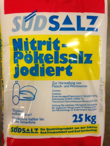Südsalz Nitrit - Pökelsalz jodiert 0,8-<1,0% 25kg Südsalz Nitrit - Pökelsalz jodiert 0,8-<1,0% 25kg von Südsalz