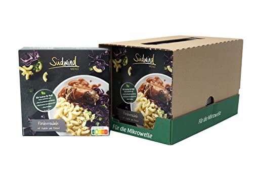 Herzhafte Rinderroulade mit Nudeln und Rotkohl – 7er Pack (7 x 480g) - Fertiggerichte für die Mikrowelle / Wasserbad - Südwind Lebensmittel von Südwind Lebensmittel