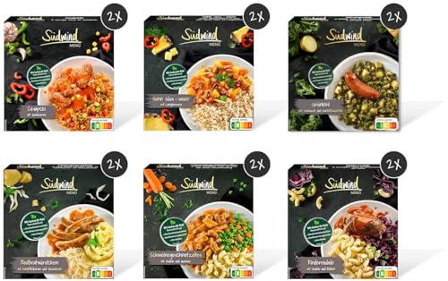 Schlemmer-Multipack mit 12 Menüs - verschiedene Fertiggerichte für die Mikrowelle/Wasserbad - Südwind Lebensmittel Schlemmer-Multipack mit 12 Menüs - verschiedene Fertiggerichte für die Mikrowelle/Wasserbad - Südwind Lebensmittel von SÜDWIND