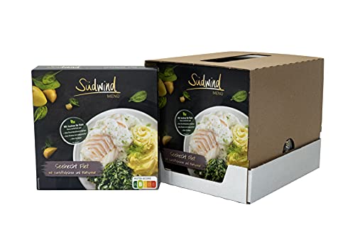 Seehecht Filet in Dillsauce mit Kartoffelpüree und Blattspinat – 6er Pack (6 x 400g) - Fertiggerichte für die Mikrowelle / Wasserbad - Südwind Lebensmittel von Südwind Lebensmittel