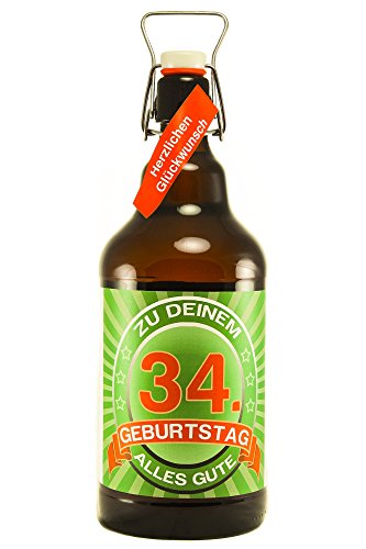 Bier Geschenk 2 ltr XXL Riesenbierflasche 34. Geburtstag von SünGross