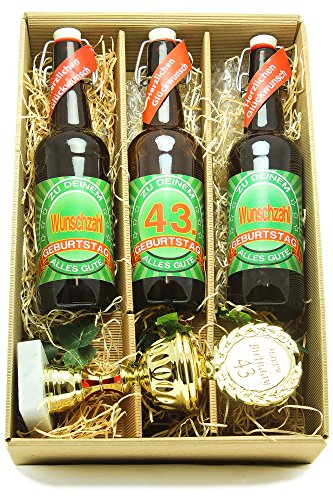 Bier Geschenk Präsentkarton mit Bier und Pokal 43. Geburtstag von SünGross